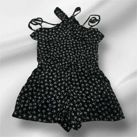 LOFT Ruffled Tie Front Halter Dress in White and Blue - Picture 3 of 5